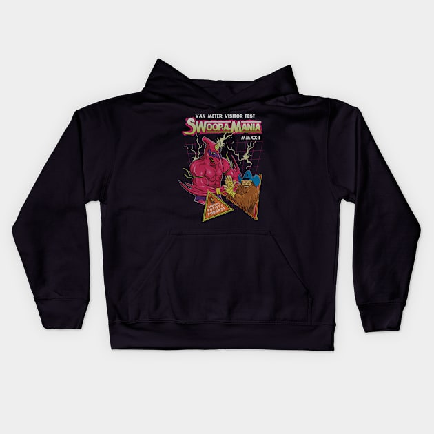 Van Meter Visitor Festival - SWOOPAMANIA IOWA Kids Hoodie by bigfootsociety